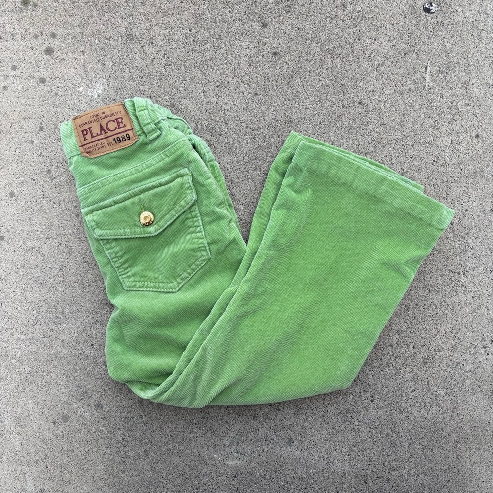 Childrens Place Girls Size 6x/7 Green Corduroy Pants Adjustable Waist